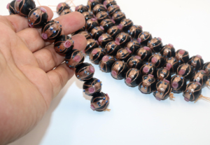 Perles de verre rondes de 14 mm, perles de verre soufflé pour la décoration, bijoux et artisanat DIY, perles vénitiennes pour gâteaux de mariage - Product Image 2