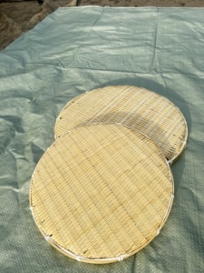Plateaux de séchage et de service ronds en bambou tressé faits à la main pour produits agricoles, herbes et aliments, 6 tailles, lot de 6 - Product Image 3