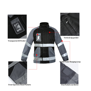 Vêtements de travail de sécurité haute visibilité unisexes pour adultes avec logo personnalisé, fermeture éclair intégrale, LED clignotantes, réfléchissants, imperméables - Product Image 3