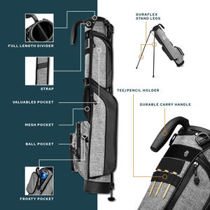 Sac de golf léger pour le dimanche avec tissu bleu chiné et support automatique pour un confort de déplacement sur le parcours - Product Image 6