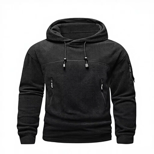 Men's Fleece Sweater Pullover Hoodie with Drawstring Long-Sleeved 100% Cotton Pocket Eco-Friendly Regular Fit for Autumn/Winter - Product Image 1