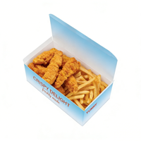 Caja para llevar pollo frito, de cartón blanco de calidad alimentaria, con logo personalizado, para comida rápida, con asa.