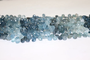 ลูกปัดหินมอสพลอยสีอความารีนขนาด7*9มม. รูปทรงลูกแพร์ตัดด้านข้างลูกปัดพลอยสีฟ้าอันงดงาม - Product Image 4