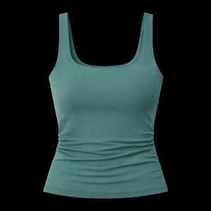 Women's Solid Green Knitted Tank <b>Top</b> Scoop Neck Casual Sleeveless Regular Length <b>Top</b> - Product Image 3