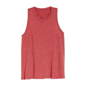 Women's <b>Red</b> Ruched Back Knitted Tank <b>Top</b> Casual Breathable 100% Cotton Solid Color O-Neck Collar Anti-Pilling 220g Fabric - Product Image 4