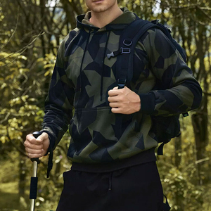 Sudadera con Capucha de Forro Polar Azul Camuflaje para Invierno, 100% Algodón, Transpirable, Ecológica, Gruesa, para Hombre - Product Image 1