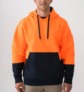 Sweat à capuche surdimensionné personnalisé avec logo OEM, haute visibilité, jaune, marine, orange, vêtements de travail pour l'hiver et les activités de plein air, 100% coton, 350 GSM - Product Image 4