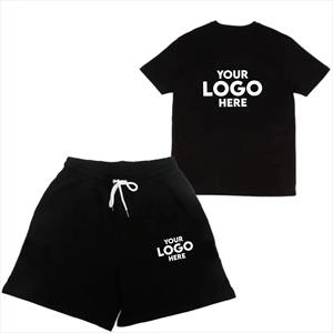 ออกแบบโลโก้ตามสั่ง ชุดเซ็ตเสื้อยืดกางเกงขาสั้นผ้าฝ้าย 100% ระบายอากาศได้ดี สไตล์สตรีทแวร์ ชุดสองชิ้น แฟชั่นผู้ชายแนวอเมริกัน รับผลิตแบบ OEM ชุดเข้าชุดสำหรับฤดูร้อน - Product Image 4