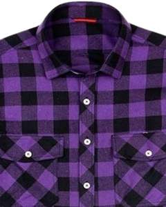 เสื้อเชิ้ตผ้าแฟลนเนลลายตารางสีม่วงดำสำหรับผู้ชาย แขนยาว ติดกระดุม ลำลอง สำหรับฤดูหนาว เสื้อเชิ้ตลายตาราง ผลิตโดยโรงงาน OEM เสื้อผ้าทรงพอดีตัว - Product Image 4