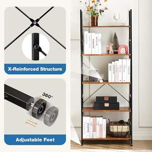 5 Tiers Bookshelf, Classical Modern <b>Book</b> <b>Shelf</b>, Tall Display <b>Shelves</b> in Living Room Rustic Brown <b>Book</b> <b>Shelf</b> in Living Room Home - Product Image 5