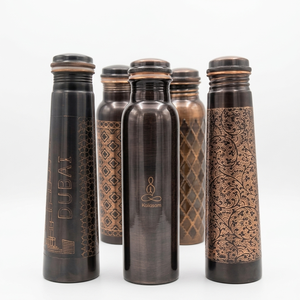 Crafted for luxury wholesale markets, our pure <b>copper</b> bottles combine traditional Ayurvedic wellness with elegant artisan design - Product Image 1