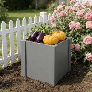 Jardinière surélevée et bac de plantation gris pour extérieur, pot de fleurs élégant pour usage intérieur/extérieur - Product Image 1