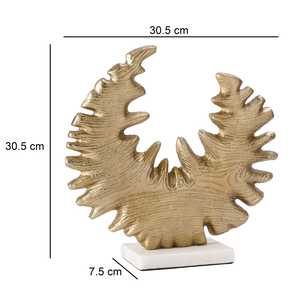 Gold Plated Aluminium Foliage Sculpture 30.5cm Modern Artistic Handmade Eco-Friendly Tabletop Decor for Home Office - Product Image 1