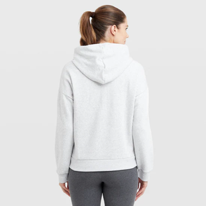Sweat à capuche surdimensionné épais pour femme, 100 % coton respirant, doublé, avec impression de lettres en relief, fermeture éclair, idéal pour l'hiver (OEM) - Product Image 2