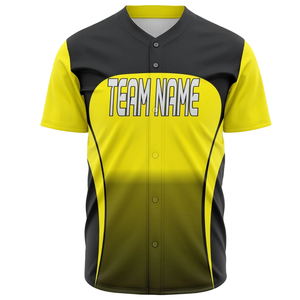 Camiseta de Béisbol Personalizada para Hombre, Amarilla y Negra, con Botones, Transpirable, Uniforme de Softbol, Camiseta Deportiva para Entrenamiento - Product Image 2