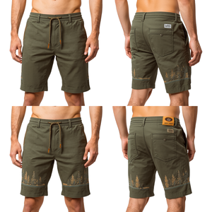Pantalones Cortos Bordados para Hombre Inspirados en el Aire Libre con Detalles de Bosque y Construcción Premium para un Estilo de Vida Relajado - Product Image 4