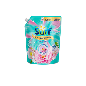 Lessive liquide concentrée Vietnam Surf, parfum Fleur de thé et Lys, 3,6 kg, sachet turquoise, carton de 4 paquets - Product Image 1