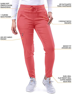 เสื้อสครับคอวีสีเบจแบบยูนิเซ็กซ์ มีกระเป๋าด้านหน้าและตำแหน่งสำหรับใส่โลโก้ เหมาะสำหรับใช้ในโรงพยาบาล - Product Image 5