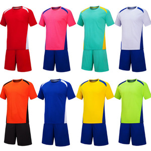 Tenue de football unisexe personnalisée, maillot à manches courtes bicolore, 100 % polyester, séchage rapide, taille élastique, pour toutes les saisons, vêtements d'équipe - Product Image 1