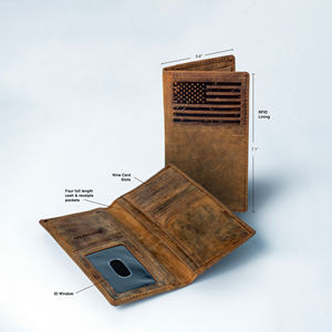 Portefeuille long intelligent vintage en cuir véritable pour homme, grand portefeuille zippé avec protection RFID pour homme - Product Image 1