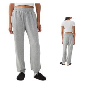 Pantalones Deportivos Grises de Cintura Alta para Mujer, Pantalones Jogger Holgados de Felpa, Ropa Casual para Estar en Casa, Fabricante OEM al por Mayor - Product Image 1