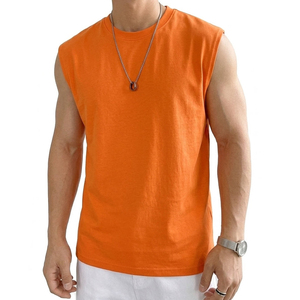 Custom Logo Men's Casual Sleeveless Shirts Fashion Wide Shoulder <b>Drop</b> Armhole Muscle Tees Wholesale Athleisure Tops Tank Tops - Product Image 1