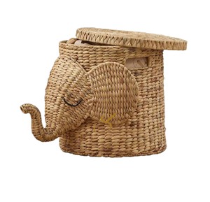 Cesta de Almacenamiento de Jacinto de Agua con Forma de Elefante Adorable, Contenedor Organizador de Juguetes Tejido con Forma de Animal para Habitación Infantil - Product Image 3