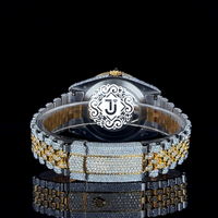 Montre de luxe unisexe à mouvement mécanique entièrement sertie de moissanite en acier inoxydable de fabrication indienne, résistante à l'eau 3 ATM, pour les affaires