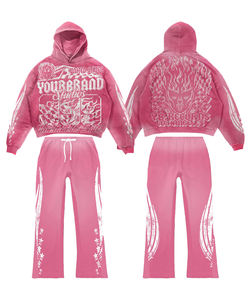King <b>Boy</b> Hooded Tracksuit Set Solid Full Sleeve Loose Fit Streetwear Adult Winter Eco-Friendly Acid <b>Wash</b> Heavyweight Drawstring - Product Image 3