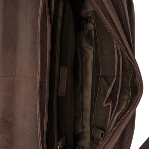 Classic Brown Leather Laptop <b>Briefcase</b> With Shoulder Strap Durable Travel Bag - Brown Leather Laptop Bag - Product Image 5