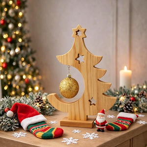 Offre Spéciale : Décoration de Noël en Bois pour Table – Arbre de Noël de Table pour la Maison, le Bureau, Centre de Table Festif et Présentation de Fêtes – Disponible à la Vente - Product Image 3