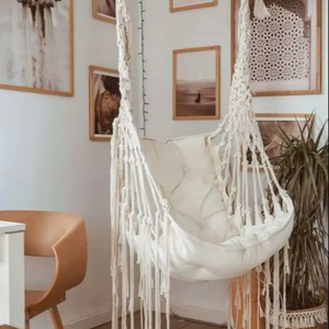 Boho Hanging Chair for Bedroom | Macrame <b>Hammock</b> Swing | Boho Macrame Swing | Handmade <b>Hammock</b> Chair - Product Image 1