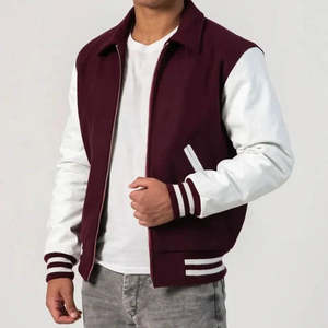 Veste universitaire en laine pour homme sur mesure, avec patch en chenille, manches en cuir, veste de baseball, veste de letterman, vente en gros OEM - Product Image 3