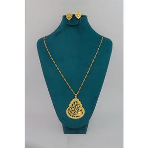 Pendant Gold Plated Brass Alloy Designer With Earring Chain Pendant <b>Set</b> Trendy Traditional Export Designer Jewelry Pendants - Product Image 6