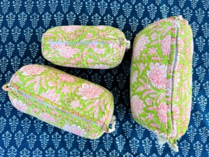 Vintage High Quality Customizable Multifunction Cosmetic Organizer Block Printed Quilted <b>Large</b> Cotton <b>Bag</b> Custom Logo Zipper - Product Image 5