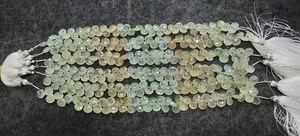 Perles facettées en forme de cœur en préhnite naturelle AAA, 7x8 mm, préhnite ombrée, forme briolette, brin de 8 pouces pour la création de bijoux - Product Image 4