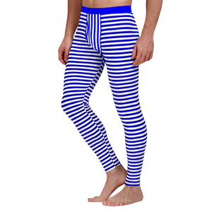 Leggings rayés pleine longueur pour hommes, pantalon en coton et élasthanne respirant à taille élastique - Product Image 2