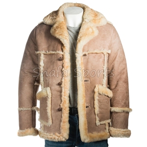 Veste mi-longue en cuir pour homme avec col en fourrure de mouton, manteau trench décontracté en cuir véritable, veste longue en cuir tendance pour l'hiver - Product Image 2