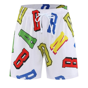 2024 Men's Sports Beach <b>Pants</b> Casual American Fitness Running Basketball Shorts Heavyweight <b>Mesh</b> Drawstring Elastic Waist Canvas - Product Image 3