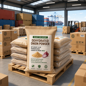 Poudre d'oignon déshydratée 25 kg, qualité supérieure, emballée sous vide, provenant d'Inde, pour la transformation alimentaire et les mélanges d'assaisonnement - Product Image 1