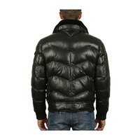 Manteau d'hiver épais en cuir véritable pour homme, grande taille, col en fourrure de mouton véritable, fermeture éclair, coupe droite, noir, style motard