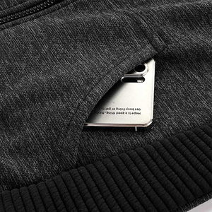 Sudadera con Capucha y Cremallera para Hombre, Color Sólido, Corte Regular Informal, para Otoño, Material de Poliéster Tejido de Felpa - Product Image 3