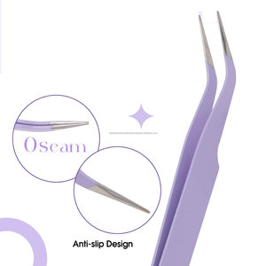 Pinces à cils courbées et droites en acier inoxydable pour extensions de cils, outil professionnel d'extension de cils - Product Image 4