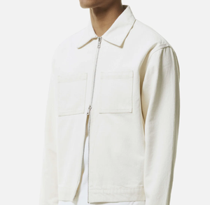 Chaqueta de mezclilla para hombre al por mayor, OEM personalizada, efecto desgastado, abrigo de algodón vaquero, chaqueta vaquera vintage lavada de talla grande - Product Image 5