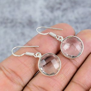 Boucles d'oreilles en argent sterling 925 pour femmes, avec cristaux et pierres précieuses, crochet en argent, tendance, cadeau de fiançailles, à porter tous les jours - Product Image 2