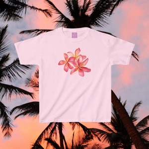 Trendy Y2K Aesthetic Floral Baby Tee, Aesthetic Frangipani Print Slim Fit Crop <b>Top</b>, Women’s Streetwear Summer Graphic T-shirt. - Product Image 3