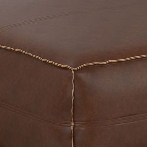 Tavolino da Caffè Brody Extra Large in Pelle Marrone Scuro Invecchiato, Pouf e Sgabelli - Product Image 2