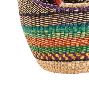 Premium <b>Red</b> Leather Handle Seagrass Handbags Handmade MultiColor Woven Straw Tote <b>Bag</b> Fashion Women Summer Beach Purse OEM - Product Image 3
