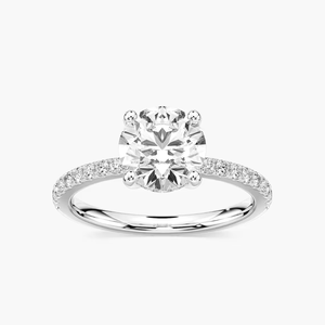 Bague de fiançailles pour femme en or blanc 14 carats avec diamant de laboratoire certifié IGI, taille ronde, 2 carats, halo caché minimaliste - Product Image 1
