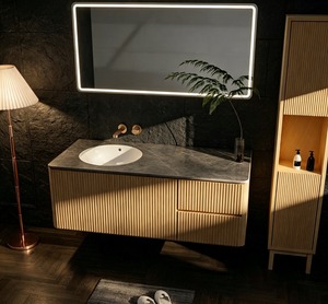 Lavabo de salle de bain en céramique ovale moderne à encastrer avec fonction de nettoyage facile pour usage domestique - Product Image 1